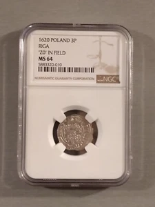 Poland-Livonia-1620-3 polker-mint Riga-"ZO" in field-NGC MS64-scarce-rarity R3 - Picture 1 of 4