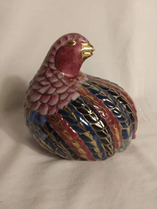 Quail Bird Figurine Multi-Color w Gold Accents Decorative - 5" T x 5" x 3.75" - Picture 1 of 10