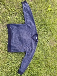 STRUCTURE Urban Wear Vintage 90s V Neck Sweater Heavy Lambs Wool Blue Mens - Picture 1 of 14