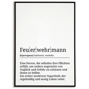 Feuerwehrmann Poster Definition Kunstdruck Wandbild Geschenk - Bild 1 von 7