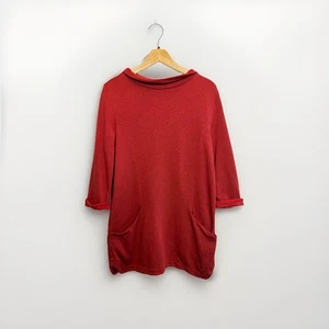 Tunica rossa Mawgan Porth Seasalt taglia small misto cotone jersey top foderato in pile - Foto 1 di 14