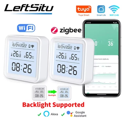 Tuya Zigbee WiFi Temperatur Feuchtigkeit Sensor Hygrometer Thermometer Detektor - Bild 1 von 4