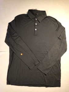NWOT KITON MENS BLACK POLO COTTON LONG SLEEVE SZ L (P13) - Picture 1 of 2