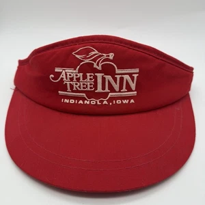 Vintage Apple Tree Inn Indianola Iowa Visor Hat Cap Strapback Red 80s 90s - Picture 1 of 12