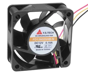 Ventola YS-TECH 60x60x25mm FD126025HB-N DC 12V 4200 giri/min 36dBA cuscinetti a sfera 3 pin - Foto 1 di 3