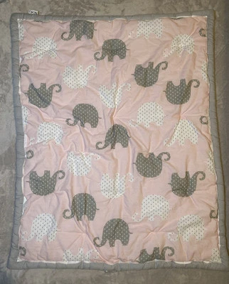 Manta Bebé Nojo Cuna Edredón Elefantes Gris Blanco Rosa Círculos Reversibles Foto 1 de 4