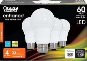 Feit Electric OM60DM/927CA/4 LED Lamp A19 Lamp, 60 W Equivalent, E26 Lamp 4PK - Picture 1 of 3