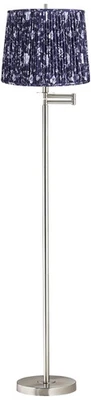 Lámpara de pie Druckman 60 1/2" alto brazo oscilante de níquel con pantalla azul profundo Foto 1 de 4