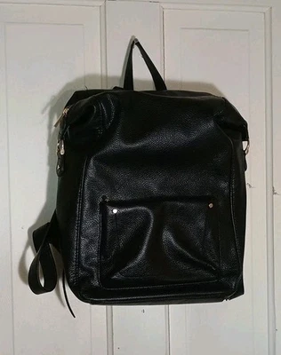A New Day Backpack Computer Bag Faux Leather Black Excellent Condition  - Image 1 of 4