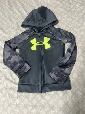 Under Armour Youth Fleece  Lined Jacket Full Zip Long Sleeve Grey Size 6 Pockets - Image 1 of 4