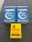 3 Vintage Mustard Spice Tin Cans 1 Schilling 2 Crescent Brands