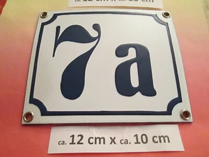 Número de casa nº 7a número azul oscuro sobre fondo blanco 12 cm x 10 cm esmalte - Imagen 1 de 12