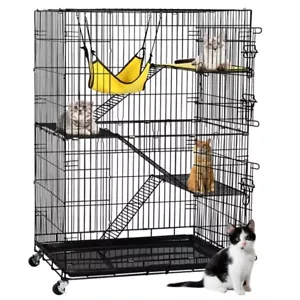 Katzenkäfig Katzengehege mit 3 Ebenen Kleintierkäfig Nagerkäfig mit 3 Leiter - Bild 1 von 12
