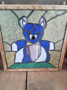 14" x 14" stained glass bear window decoration  - Picture 1 of 4