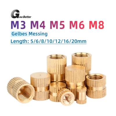 Messing Rändelmutter M3 M4 M5 M6/8 Gewindeeinsatz Einpressmutter Einschlagmutter - Bild 1 von 4