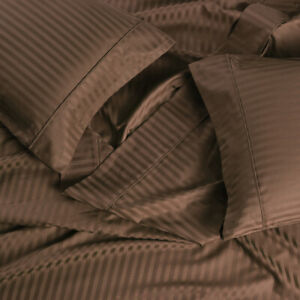 650 Thread Count Striped Bed Sheets Set Cotton Blend 15" Deep Pockets Sheets