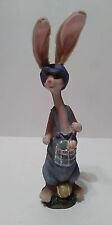 Easter Egg Gathering Rabbit Bunny Resin With Fabric Poseable Ears Figurine