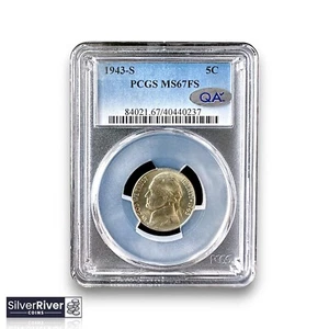 1943-S Jefferson Silver Nickel (*Certified MS67 FS by PCGS*) - QA Sticker - Bild 1 von 4