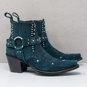 Old Gringo Emilia 5" Blue Studded Harness Bootie, Women's 5.5 B - Picture 1 of 6