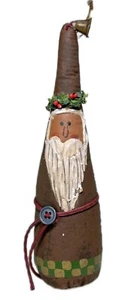 9” Santa Plush Primitive Doll Folk Art Christmas Ornament - Picture 1 of 4