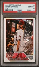 2023 TOPPS CHROME 95 CORBIN CARROLL REFRACTOR SSP GATORADE BATH 1:29,000 PSA 10