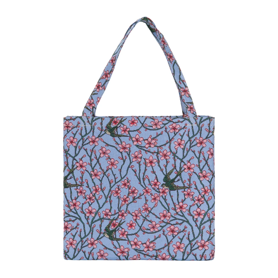 Floral Blossom and Swallow Foldable Reusalbe Shopping Tote Shoulder Bag - Image 1 of 1