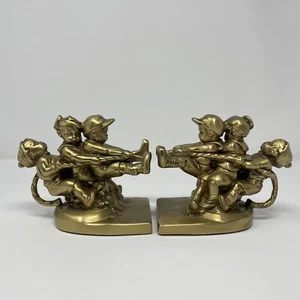 Sujetalibros vintage PM Craftsman de latón macizo niños tira y afloja - Imagen 1 de 8