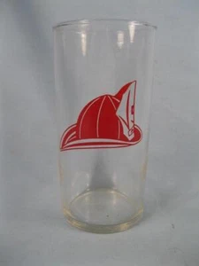 Fireman Firefighter Hat Tumbler Clear Glass Red Decal Federal Glass Company (O) - Picture 1 of 3