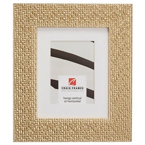 Craig Frames Glimmer, 2.375" Champagne Gold Picture Frame With a White Mat - Picture 1 of 9