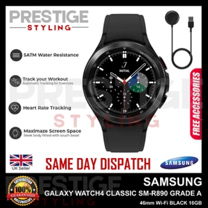 Samsung Galaxy Watch4 SM-R890 46mm Smart Watch LTE Fitness BLACK Grade A+CHARGR - Picture 1 of 3