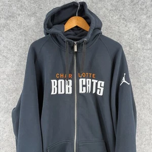 Charlotte Bobcats Hoodie Mens 2XL-T Black Michael Jordan Full Zip Long Sleeve - Picture 1 of 15