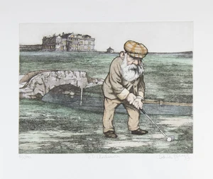 CHARLES BRAGG - "ST. ANDREWS" HAND COLORED ETCHING SIGNED 32/300 CIRCA 1996 - Picture 1 of 2