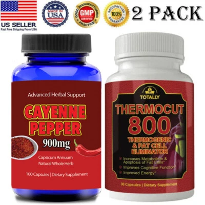 Cayenne Pepper Weight Loss Capsules Thermocut Thermogenic Fat Burner Supplements - Image 1 of 4