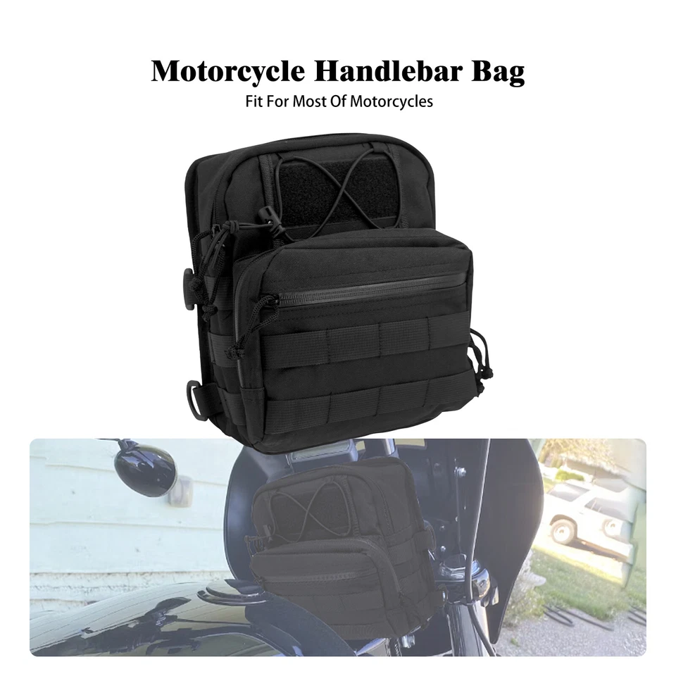 Universal Motorcycle Handlebar Backrest Nylon Bag w/ Waterproof Storage Pouch - Image 1 of 4