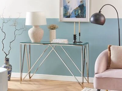 Smoked Glass & Chrome Console Table Brand New Home Furnishings Free Shipping New - Image 1 of 4