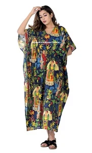 Indischer Baumwoll-Kaftan Handgemacht Langer Kaftan Nacht Maxi Kleid Übergröße - Bild 1 von 5