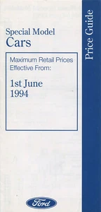 CAR PRICE LIST BROCHURE: FORD SPECIAL MODEL CARS - 1ST JUNE 1994 - Picture 1 of 1