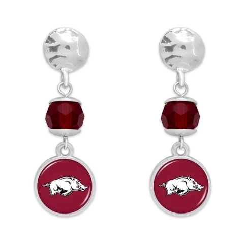 Arkansas Razorbacks Ivy Crystal Silver Earrings Jewelry Gift UA Cover