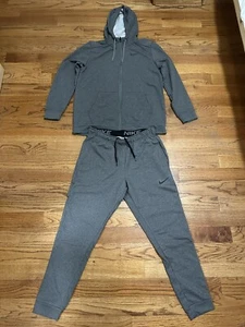 Nike Dry Herren Dri-FIT Hoodie durchgehender Reißverschluss & Hose Fitness Größe Large anthrazit Heathe - Bild 1 von 13