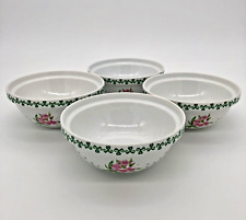 Set of 4 Arklow Shamrocks of Erin Irish White Green Pink Lily Cereal Soup Bowls