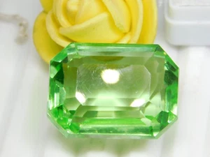 Certified 60.15Ct AAA+ Flawless Brazilian Emerald Cut Green Topaz Loose Gemstone - Picture 1 of 8