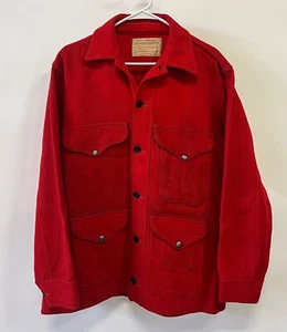 Vintage 1950’s Filson Cruiser Mackinaw Wool Hunting Jacket Red 42 Union Made - Bild 1 von 8