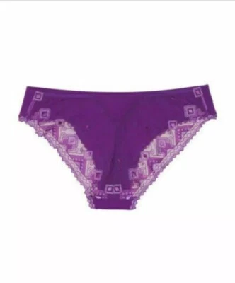 La Perla Neo-Goth Purple Geometric Embroidered Tulle Briefs Panties Sz.XS - Image 1 of 4