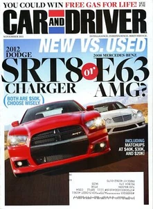 Car and Driver Magazine November 2011 Dodge Charger vs Mercedes-Benz E63 AMG - Picture 1 of 3