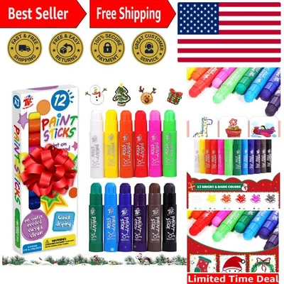 Palitos de tinta vibrantes de 12 cores - Não tóxicos e fáceis de limpar para jovens artistas - Imagem 1 de 4