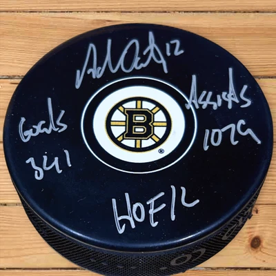 ADAM OATES BOSTON BRUINS NHL SALÓN FAMA DISCO AUTÓGRAFO FIRMADO INSCRIPCIÓN AUTOMÁTICA Foto 1 de 3