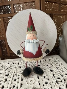 Sassy Metal Santa Figure Christmas Decoration 12 inch Mittens Hands On Hips - Picture 1 of 4
