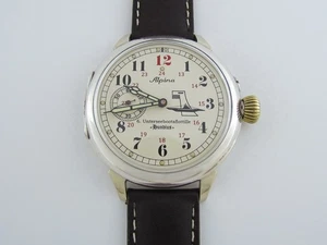 Alpina Hundius U-boat Flotilla Kriegsmarine WWII Vintage Swiss Silver Men Watch - Picture 1 of 14