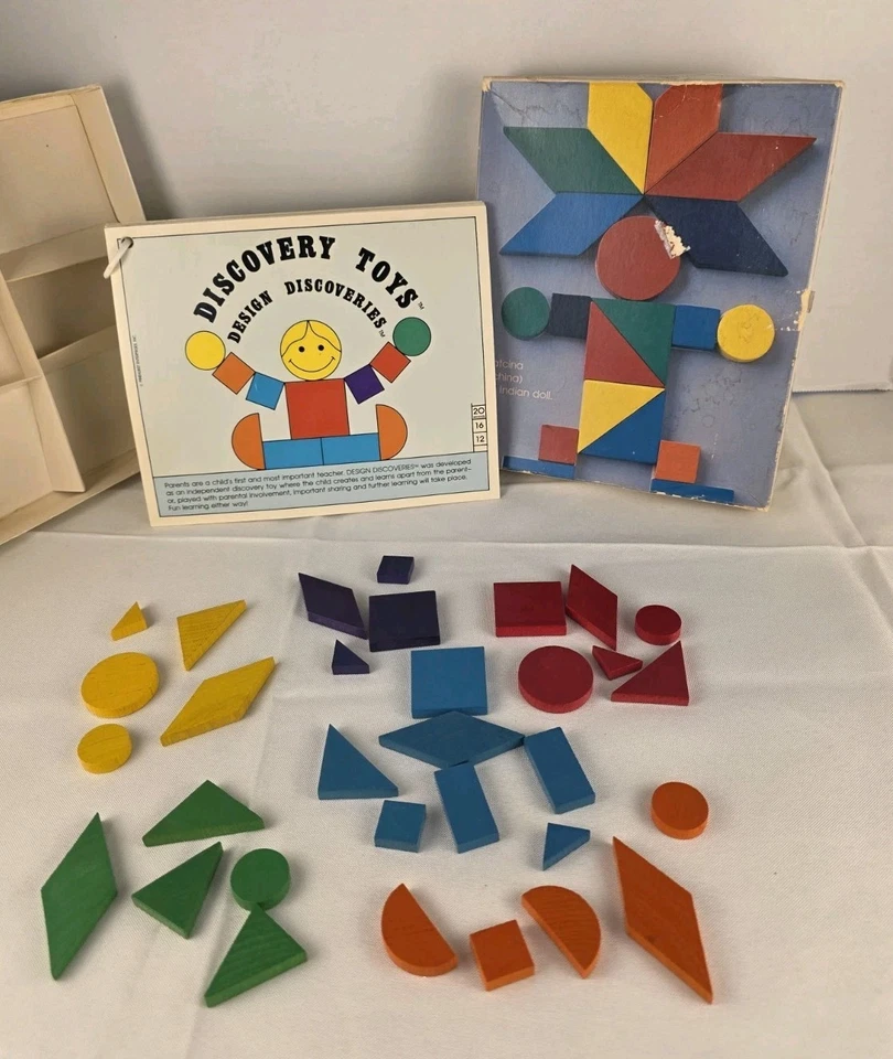 Vintage Discovery Toys 1980's Wood Tangrams Educational Game- Missing One Piece - Image 1 of 4