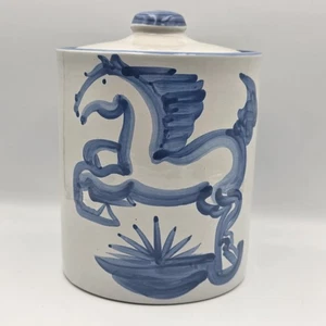 Vintage MA Hadley Pottery Canister Cookie Jar Prancing Horse Signed - Picture 1 of 10